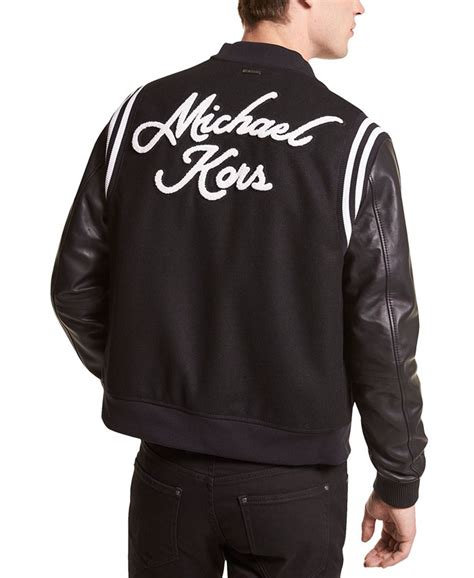 michael kors letterman jacket|michael kors leather jacket.